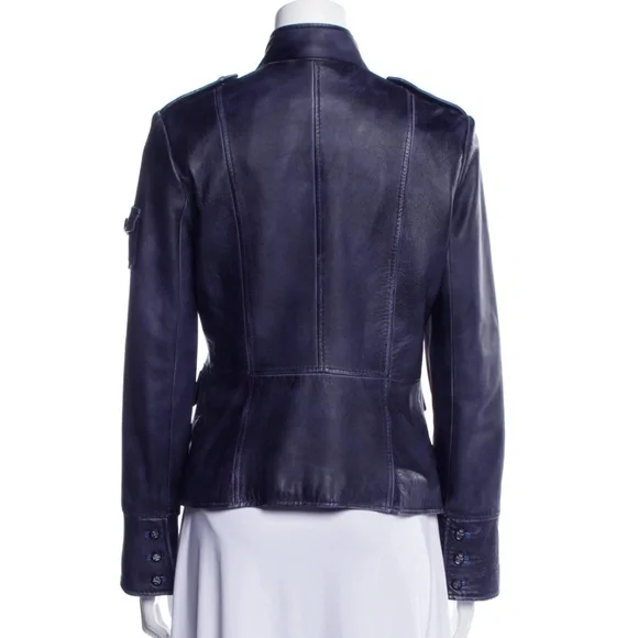 Tory Burch | Sgt Pepper Jacket in Indigo Leather, Sz 4-6 (tagged 6)… - Picture 5 of 9